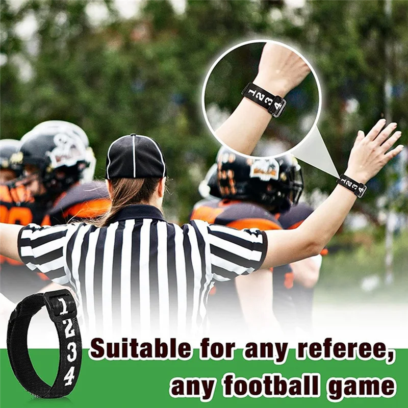 AEB0-8 قطعة معدات حكم كرة القدم - مؤشر معصم مرقم لكرة القدم من البوليستر الأسود لمعدات الحكم على الرأس
