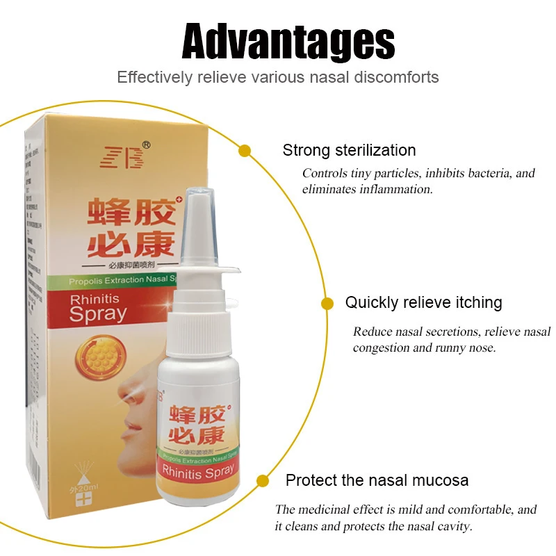 Propolis Nasal Sprays Antibacterial Treatment Chronic Allergic Seasonal Rhinitis Sinusitis Nose Care Anti-Snore Apparatus