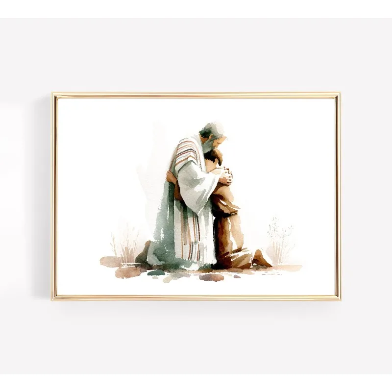 Jesus and Lamb Holy Bible Story Leaves 99 Shepherd Christ Poster Canvas Printing Decor Living Room Bedroom Wall Art Home Decor