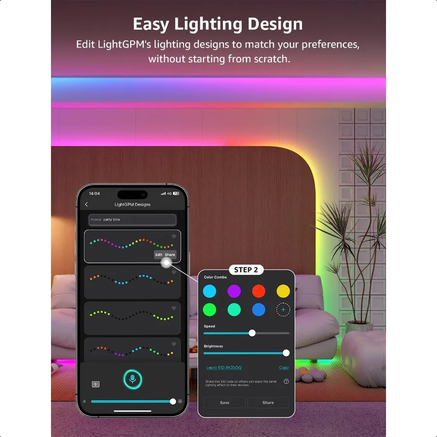 S1 AI LED قطاع أضواء لغرفة النوم 32.8ft الذكية RGB شرائط الضوء مع IC وقوس قزح مطاردة تأثيرات اللون الجزء DIY AI Gener #5