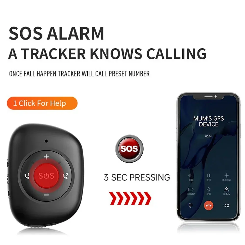 SOS Anti-Lost Tracking Locator 4G GPS Pendant Tracker, Falling Alert Two-Way Calling Fast Dial for Elderly Women Kids SOS Help