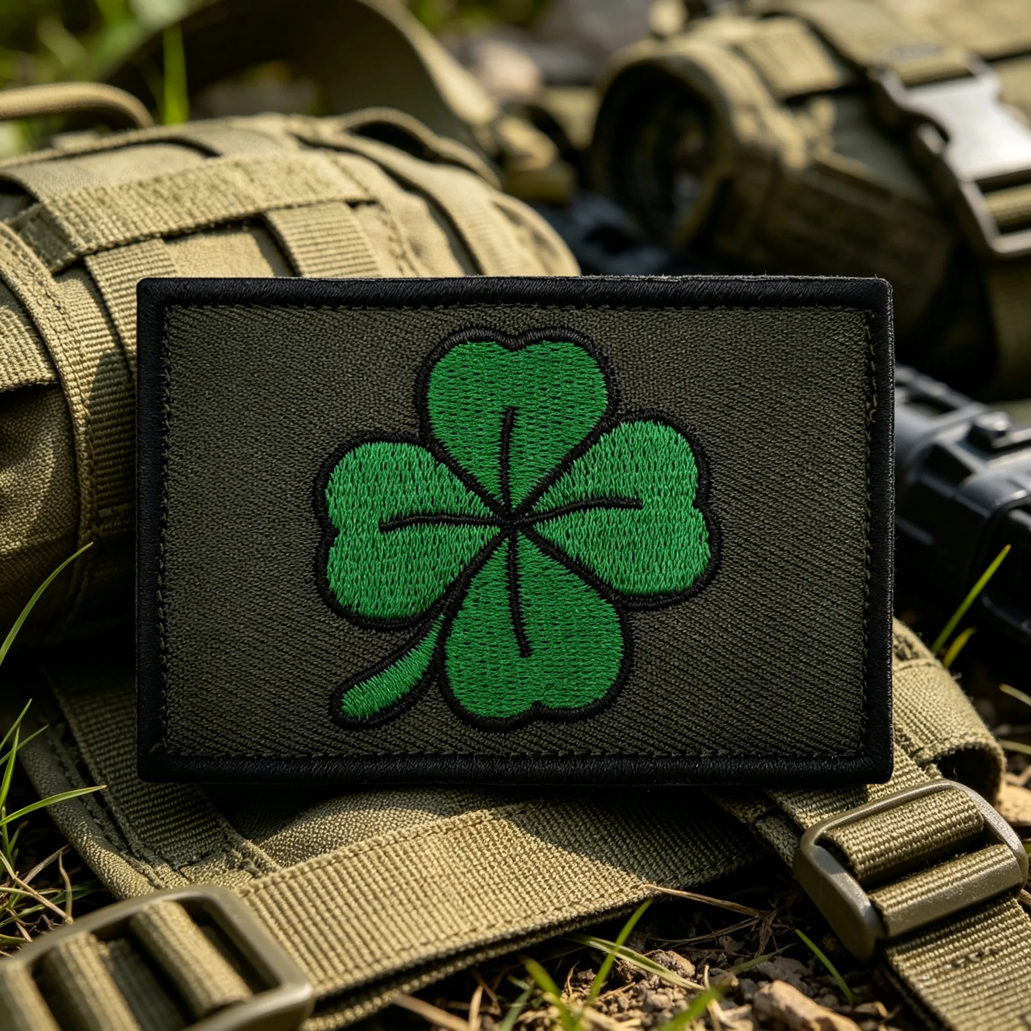 

Cute Lucky clover Embroidered Patch hook and loop fasteners Tactical Style Morale badge for DIY & Jacket Backpack