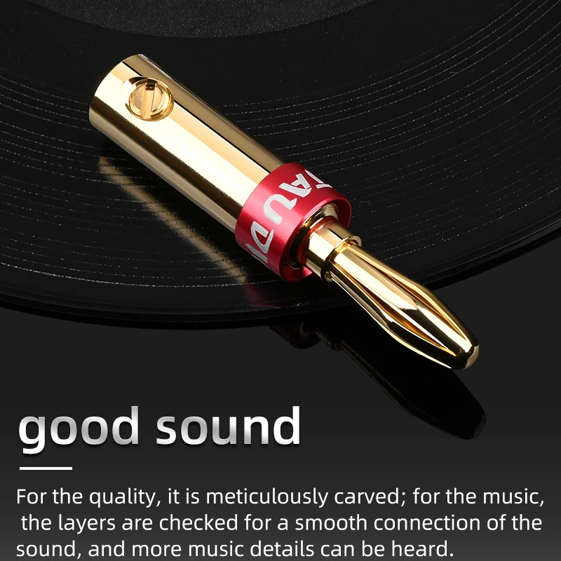 8PCS ATAUDIO HiFi Banana Audio Plug Hi-end Pure Copper Plated 24K Gold Banana Connector Adapter Audio for Speaker Wire Amplifier