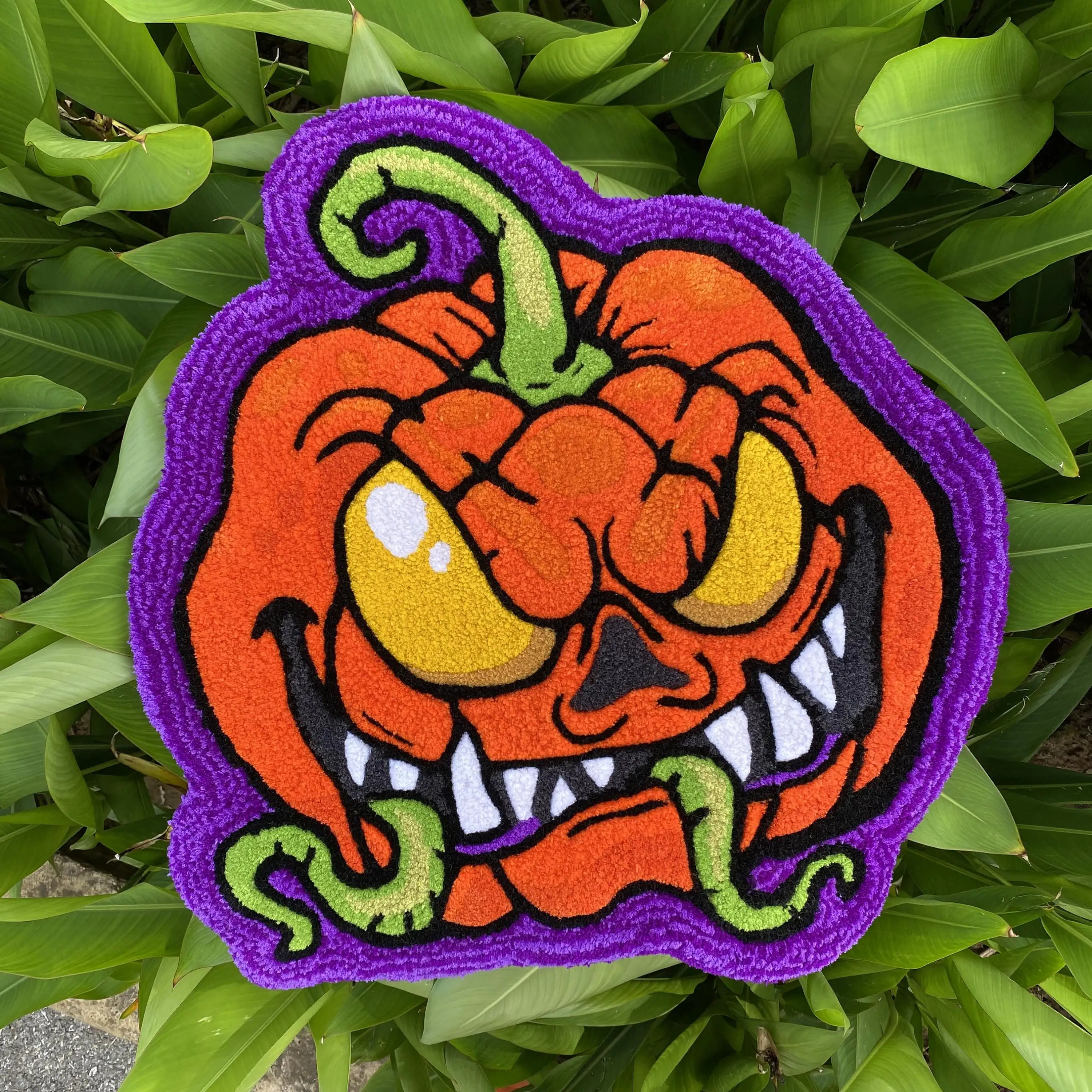 Halloween Evil Pumpkin Orange Custom Rug Decor Sofa Floor Non-slip Bathroom Kids Room Soft Flannel Home Carpet Cartoon Bathmat