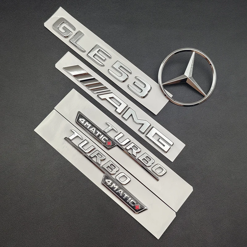 3D ABS Chrome Logo GLE53 Turbo 4matic Emblem Car Trunk AMG Badge Rear Star Sticker For Mercedes Benz GLE45 AMG W167 Accessories