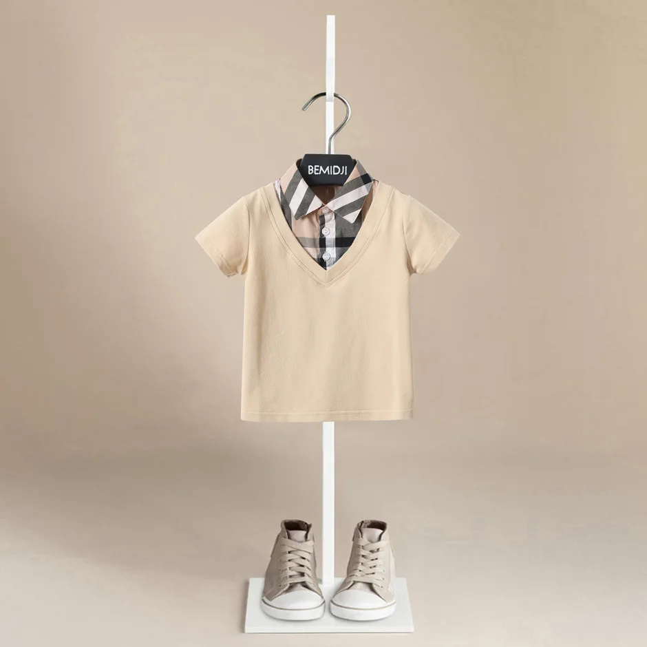 Summer Baby Boys Clothes Shirt Short Sleeve Tee Tops Fashion Toddler Children Sport  Shirts Little Kids Outfits Fake Two