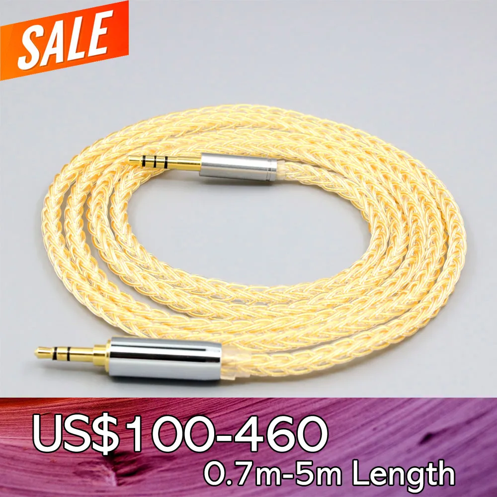 8 Core 99% 7n Pure Silver 24k Gold Plated Earphone Cable For HIFIMAN Edition S Deva HE-R10 sony MDR-V1 Oppo PM-3  LN008438