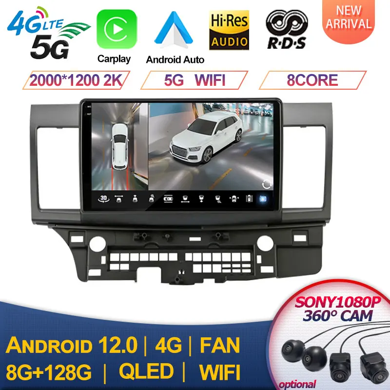 

For Mitsubishi Lancer 2007-2012 Android 13 4G Car Radio Car Radio Multimidia Video Player Navigation GPS 2din 2 Din Carplay