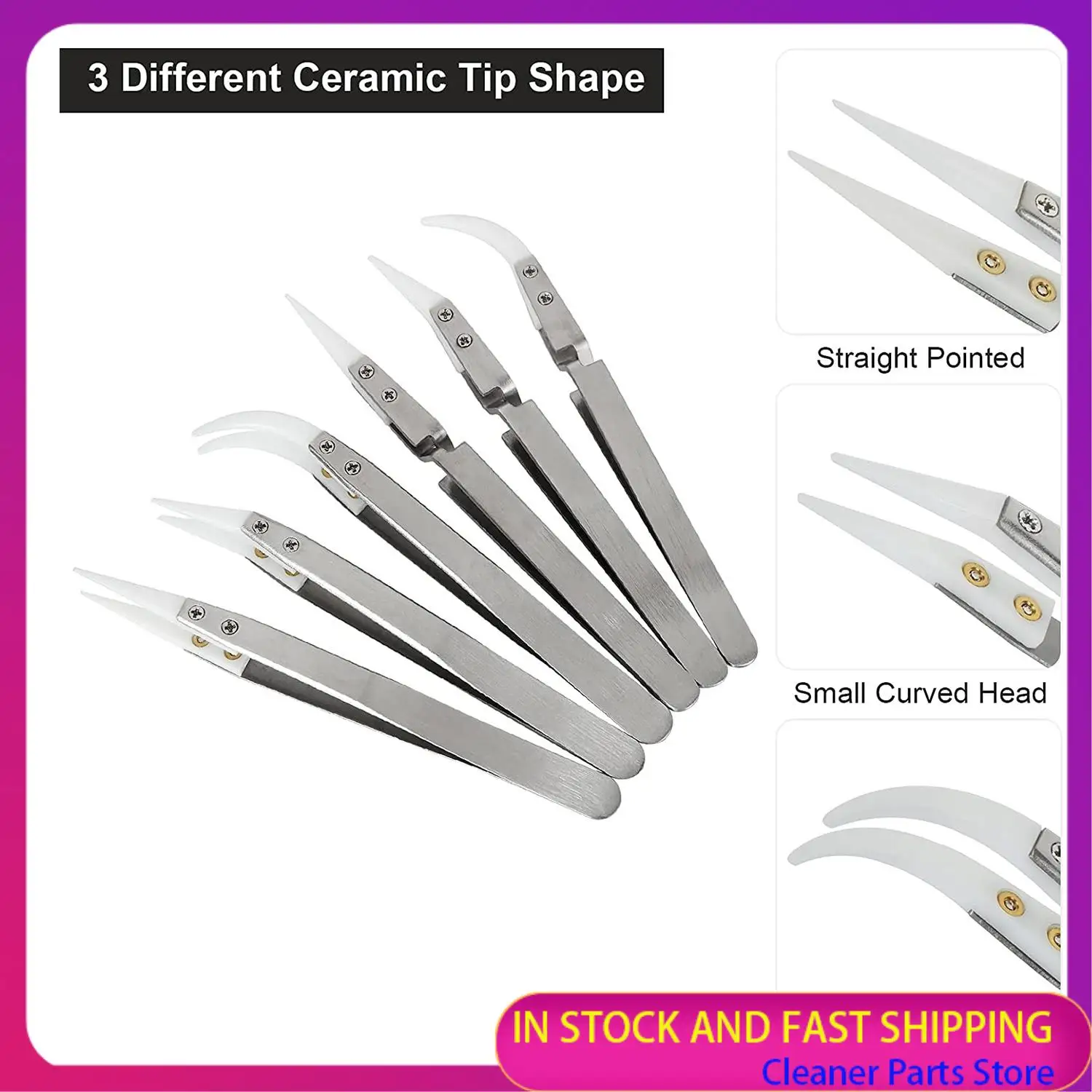 

ГОРЯЧАЯ ПРОДАЖА - 6 шт. Непроводящие антимагнитные пинцеты с заостренными и изогнутыми кончиками, набор заостренных пинцетов