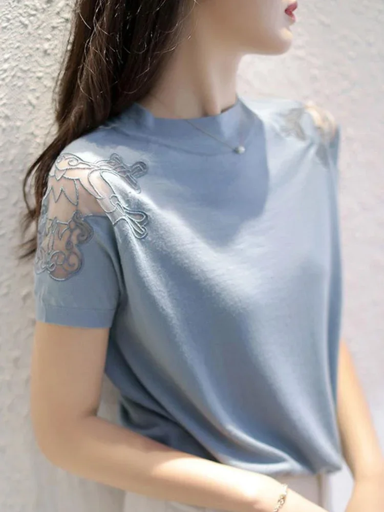 

Short Sleeve Knitted Sweater Women Pullover Women Tops Blusas Mujer De Moda 2024 Verano O-Neck Women Sweater Sweaters V1326