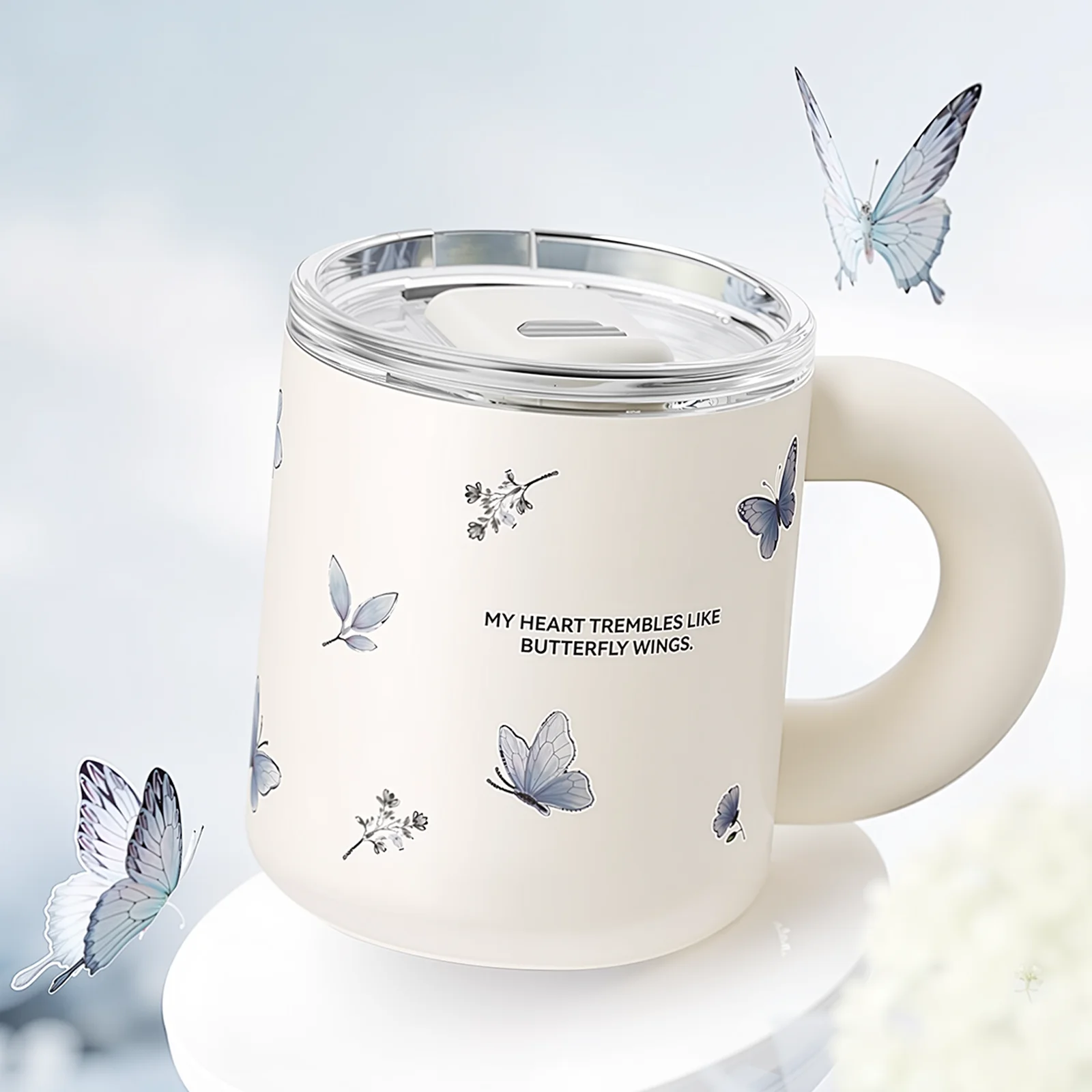 

11oz Coffee Mug Cup with Handle,Vacuum Insulated Coffee Mug with Sliding Lid, Double Wall Stainless Steel Travel Tumbler Mug