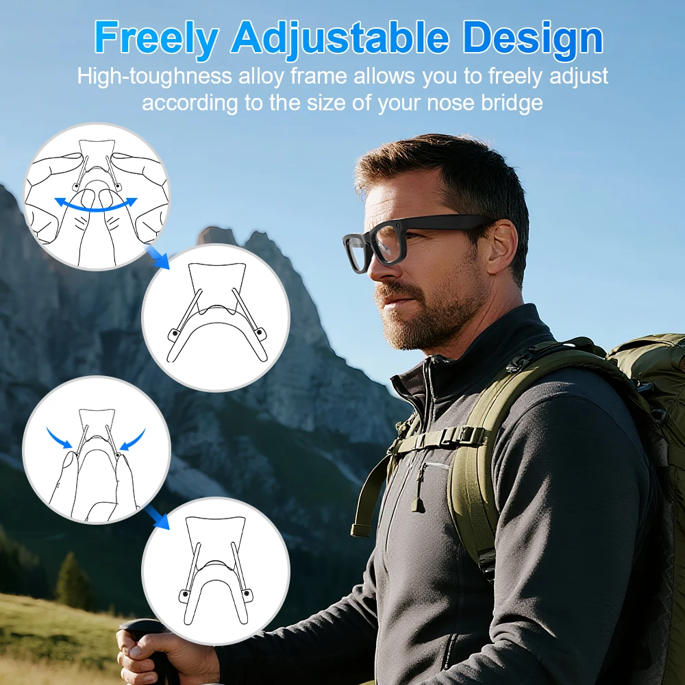 HiBloks Podkładki na nos do okularów Ray-Ban Meta Wayfarer RW4006/RW4008/RW4012 (GEN2) z poduszką powietrzną, miękkie, antypoślizgowe, akcesoria do okularów — zdjęcie produktu 3