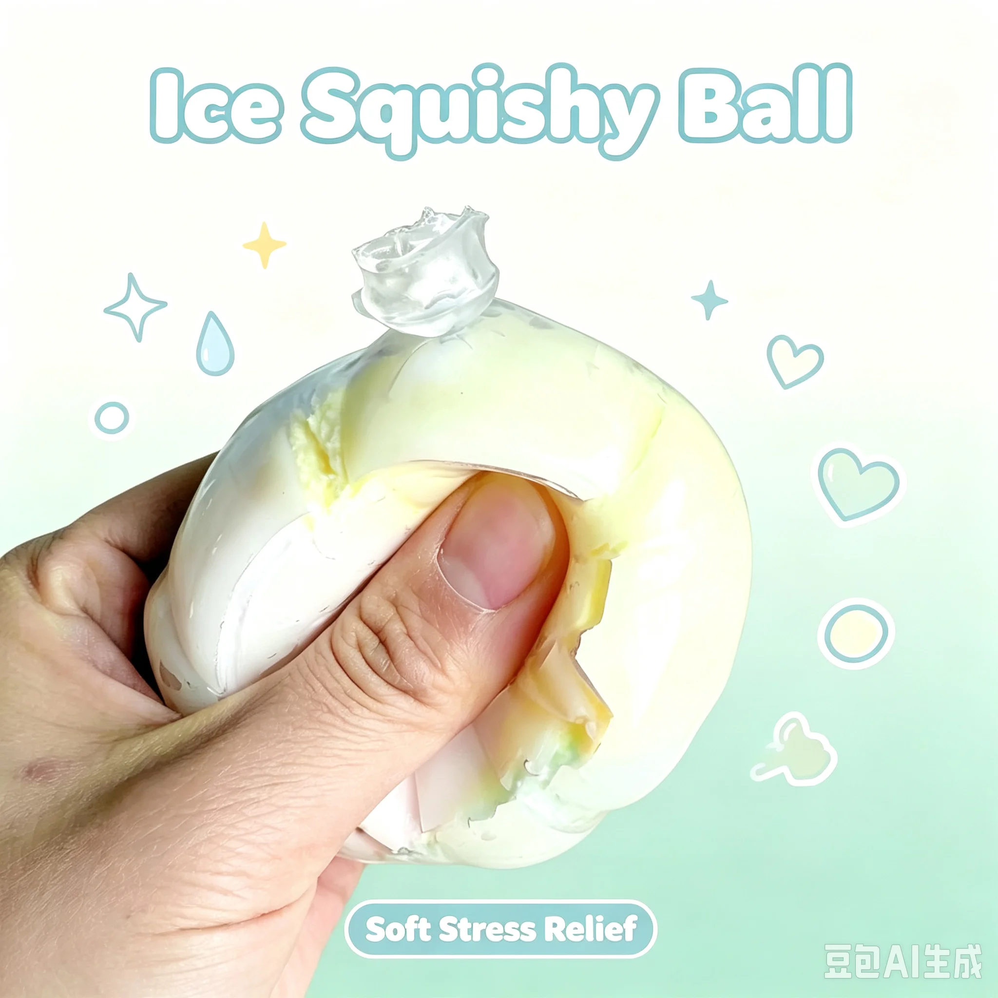 Pastel Ice Squishy Squeeze Ball Soft TPR Fidget Toy Hand Press Decompression Toy Anxiety Relief for Office Student Daily Play