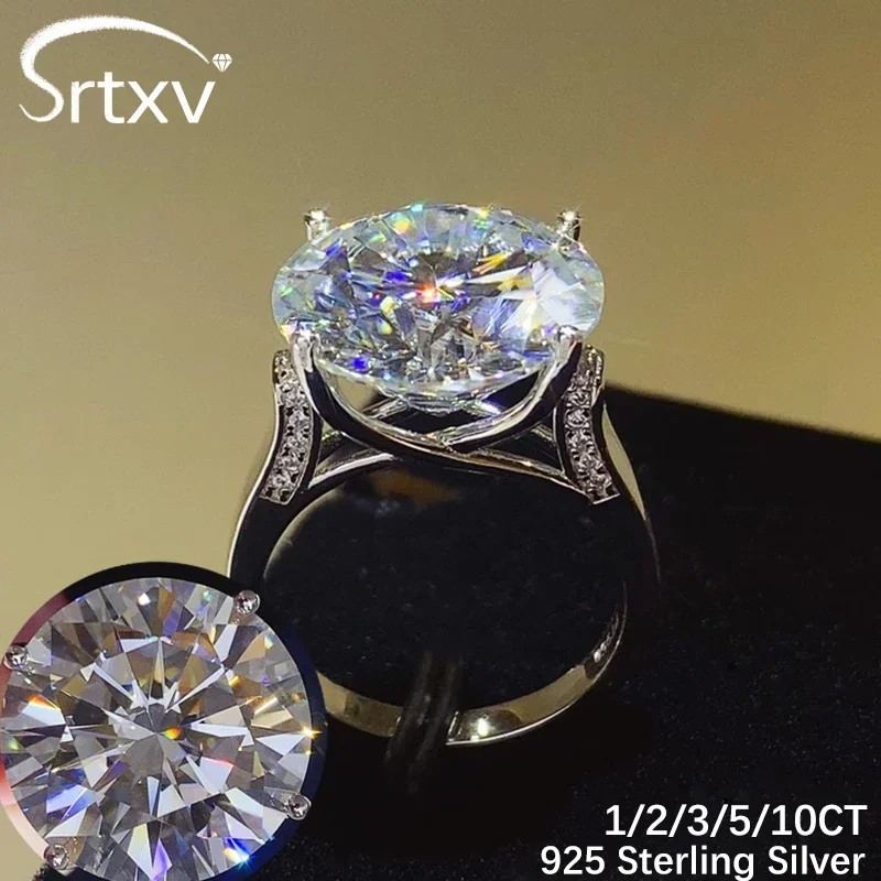 

Real 1/2/3/5/10CT Moissanite Rings D Color VVS Women S925 Silver Plated 18K Gold Engagement Wedding Party Ring Gift Fine Jewelry