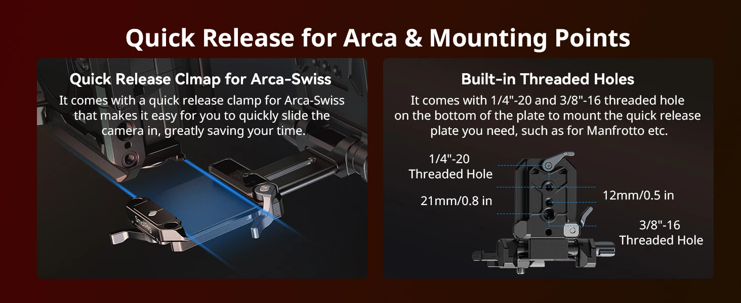 SmallRig Faltbare V-Mount-Batterieplatte für Sony FX3 / A7 V / A7 IV / A7S III für Canon R5 / R6 für Nikon Z8 QR-Platte für Arca – Detail 5