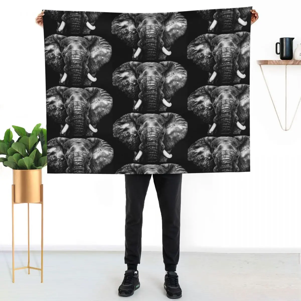 Biro Elephant Portrait Throw Blanket Summer Cool Breathable Blanket for Sleeping