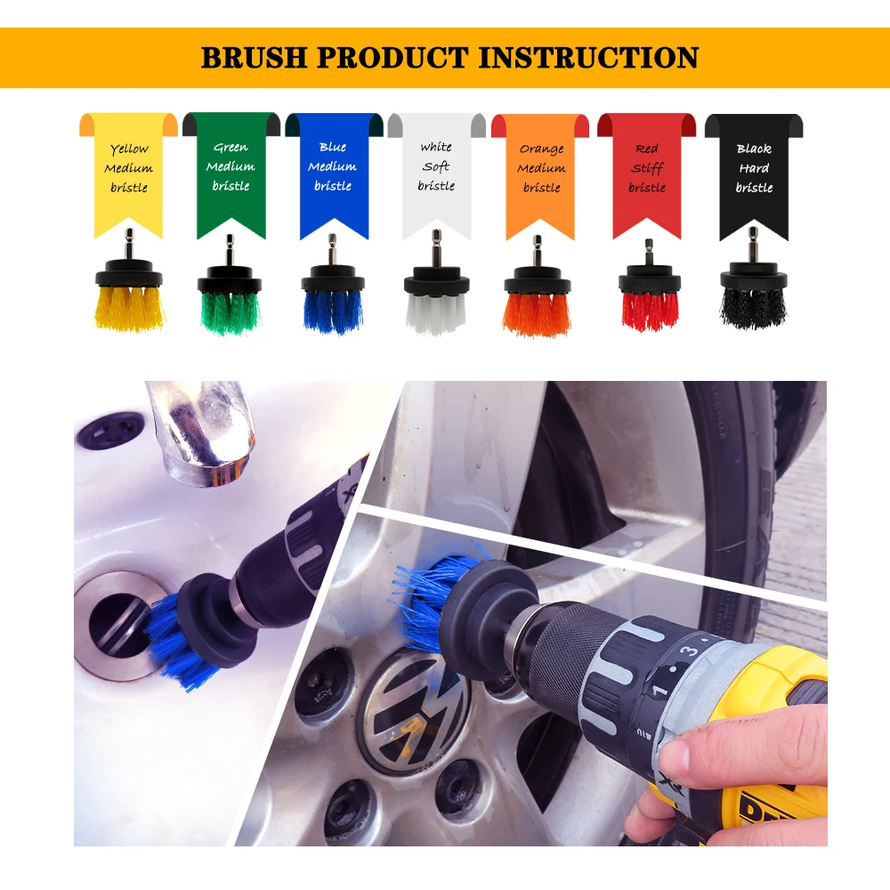 1 PCS Drill Electric Brush Kit Plastic Round Cleaning Brush For Carpet Glass Car Tires Nylon Brushes Power Scrubber Drill