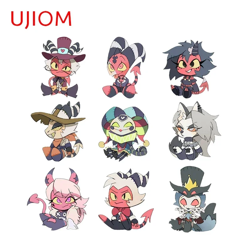 UJIOM 13cm Helluva Boss Characters Cute Wall Sticker Funny Cartoon Style Kitchen Cupboard Decoration Decals Creative Wallpapers