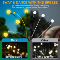 Firefly Ground Lamp Upgraded 8LED Firefly Lights Solar Outdoor Waterproof, Swaying Lights Decoration, Warm White 2PCS