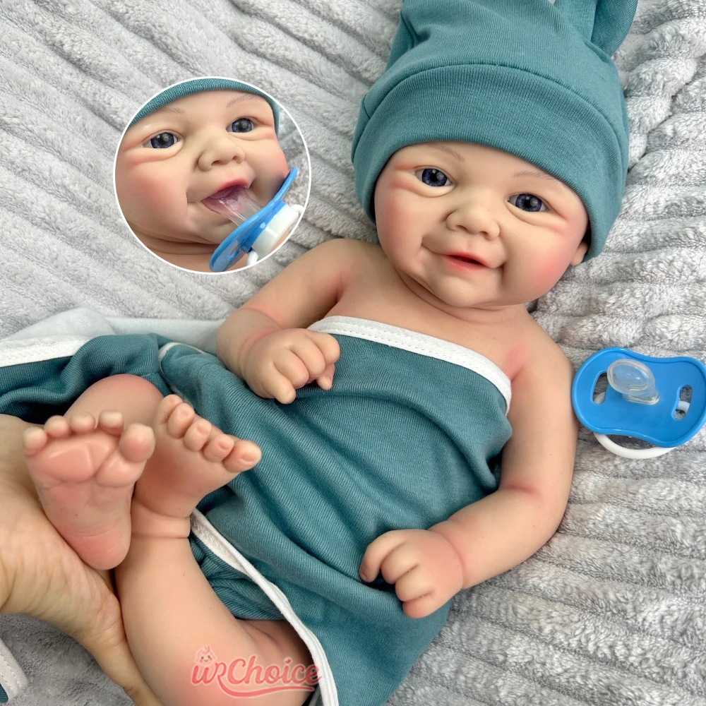

17" Soft Silicone Reborn Baby Girl/Boy Can Use Pacifiers Handmade Lifelike Newborn Doll for Elderly Who Lost Kids Kids Toy