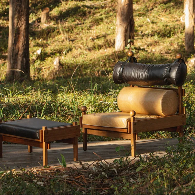 

Antique style Tony's armrests in the ancient pool, vintage oil wax leather designer style solid wood leisure homestay chair