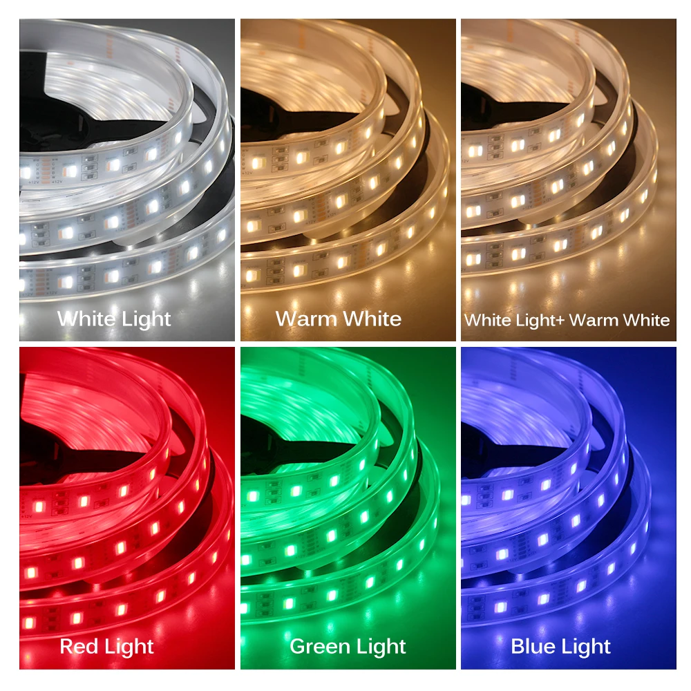 RGBCCT LED Strip 5050 12V 24V 60LEDs/m IP67 IP20 RGB White Warm White 5 Color in 1 pixel LED Strip 5m/lot