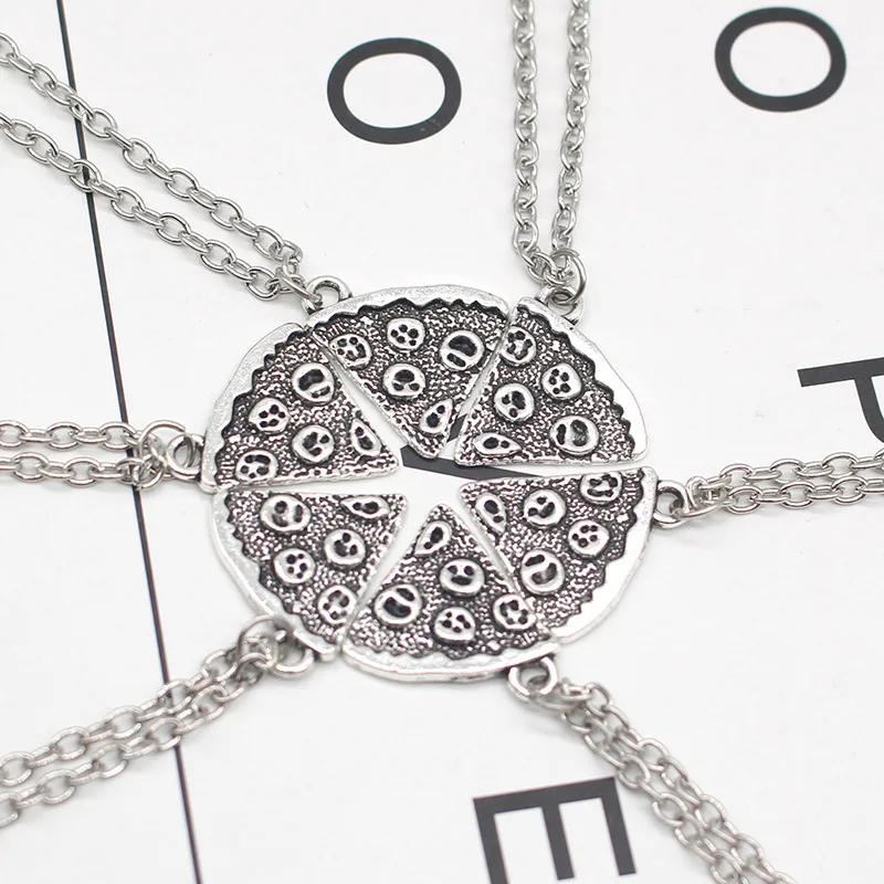 1/6pcs Cute Pizza Childhood Friendship Chain for Women Girls Triangle Food Charms Necklace Best Friends Jewelry Birthday Gifts