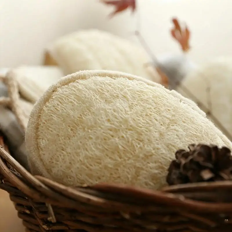 Biodegradable Oval Loofah Bath Scrub Pad Natural Plant Fiber Gentle Body Exfoliator for Daily Shower Skincare