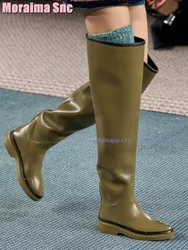 2024 New Round Toe Rain Boots Over-the Knee Thick Sole Block Chunky Heeled Slip On Sexy Fashion Women's Long Boots Autumn Winter