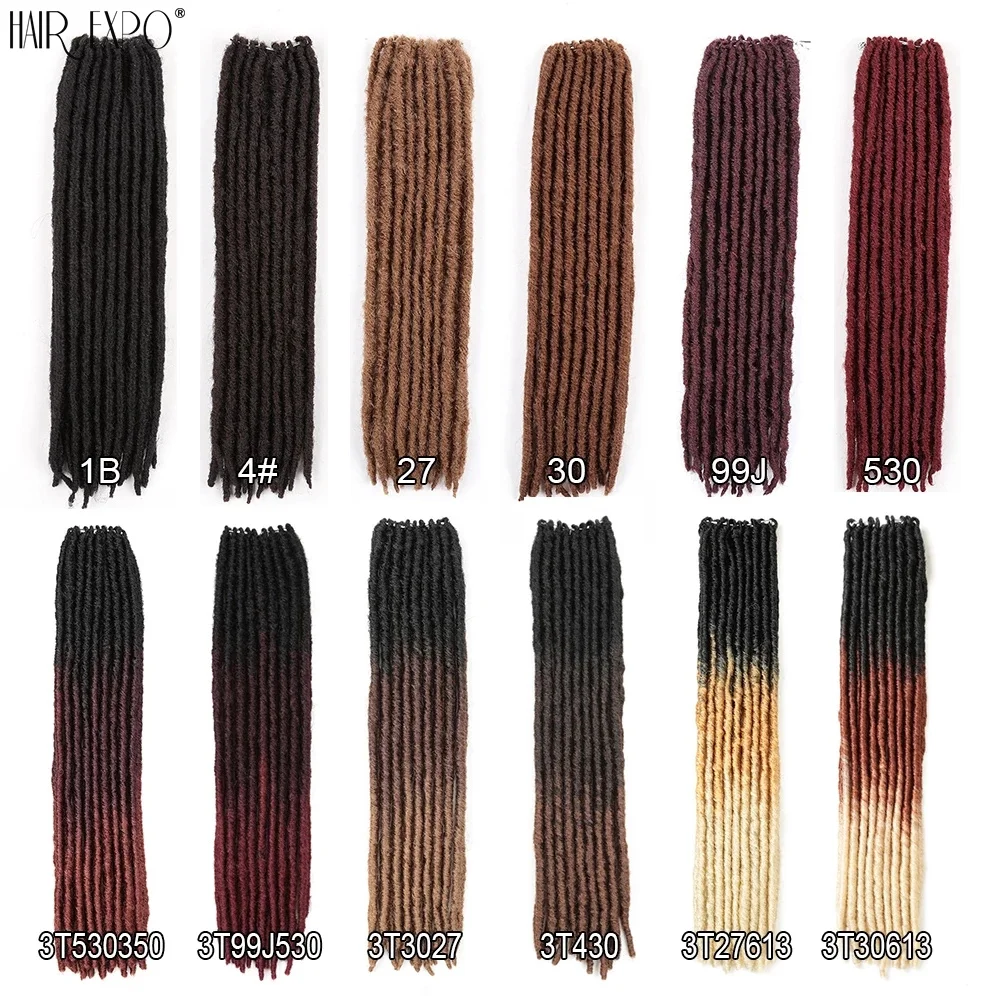 18 Polegada sintético faux locs crochê tranças de cabelo natureza dreadlocks macios extensões de cabelo ombre reta cigano locs trança de cabelo