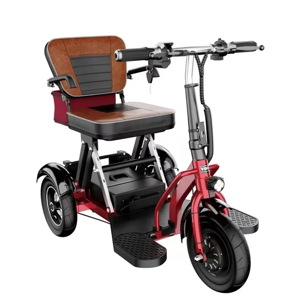 Fashion Folding Adult Electric Scooter For Women  With Seat And Basket Foldable 48V 300W Electric Tricycle Vehicle For Seniors