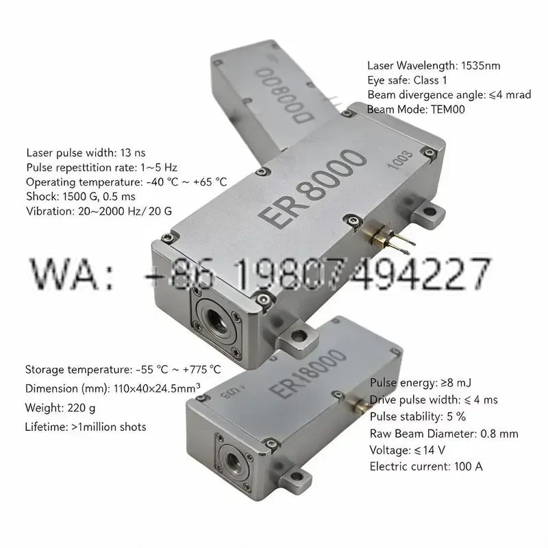ER8000A 1535nm Eye Safe 8mJ DPSS Module for LiDAR Systems Erbium Glass ODM OEM OBM Support 2 Year Warranty
