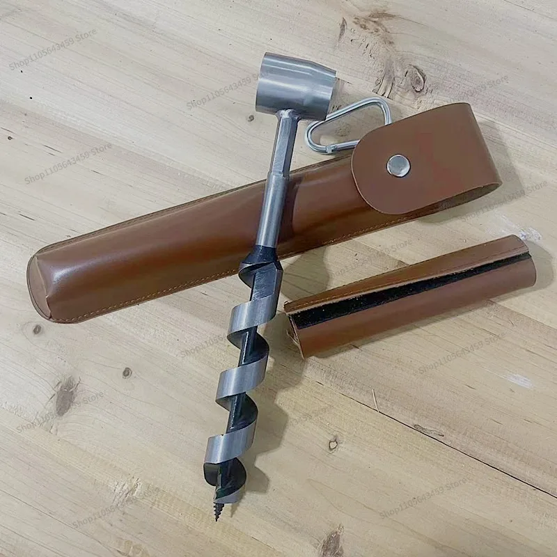 For extended Zhiluo drill outdoor survival drill, PU leather case, manual Zhiluo drill, hand-twisted drill