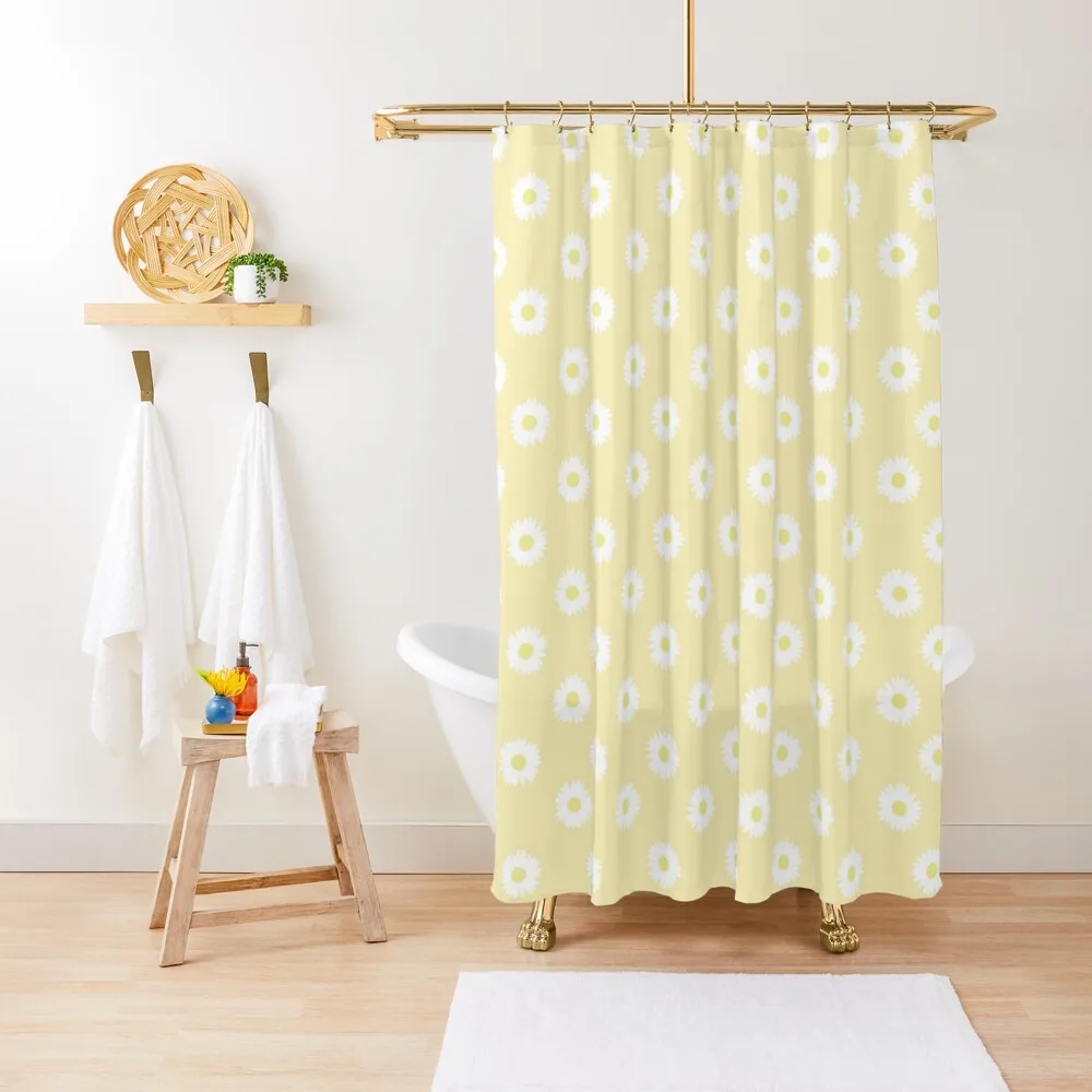 Daisy Yellow Pastel Aesthetic Cute Daisies Flower Cottagecore Shower Curtain Shower For Bathrooms Curtain