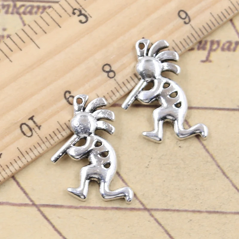 10pcs Charms Native Kokopelli 25x17mm Antique Silver Color Pendants DIY Making Handmade Finding Tibetan Jewelry