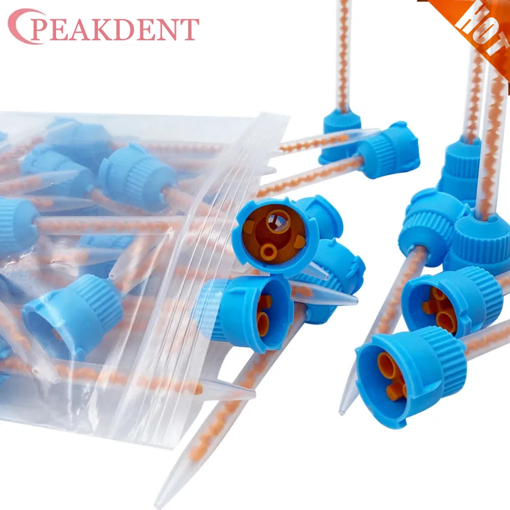 

50 шт. синие стоматологические насадки для смешивания 10:1, одноразовые стоматологические насадки для оттисков, силиконовая резина, лабораторная транспортировочная трубка для смешивания