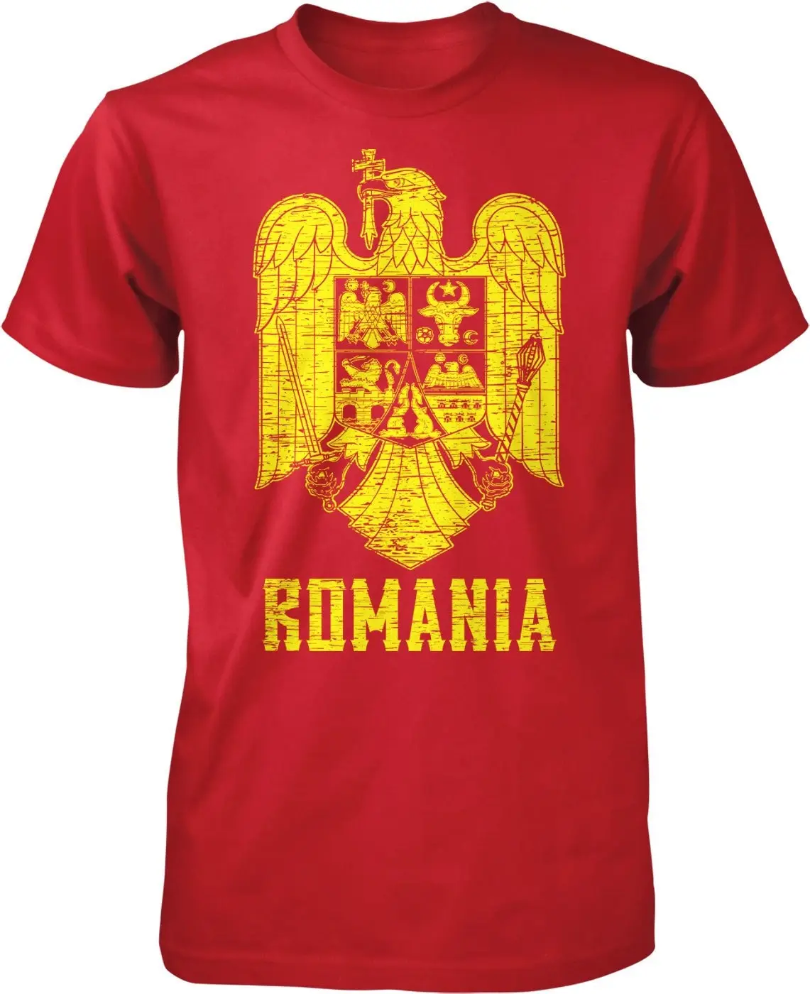 Romania Coat of Arms Romanian Parliament Eagle Men's T shirt HOOD_00246