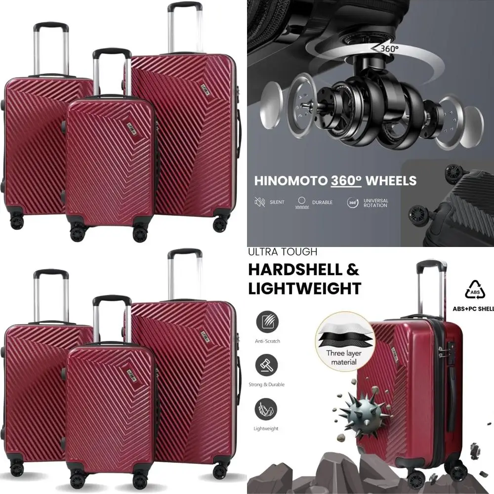 

Cherry Red 3-Piece Hardside Spinner Luggage Set with TSA Lock (20, 24, 28)