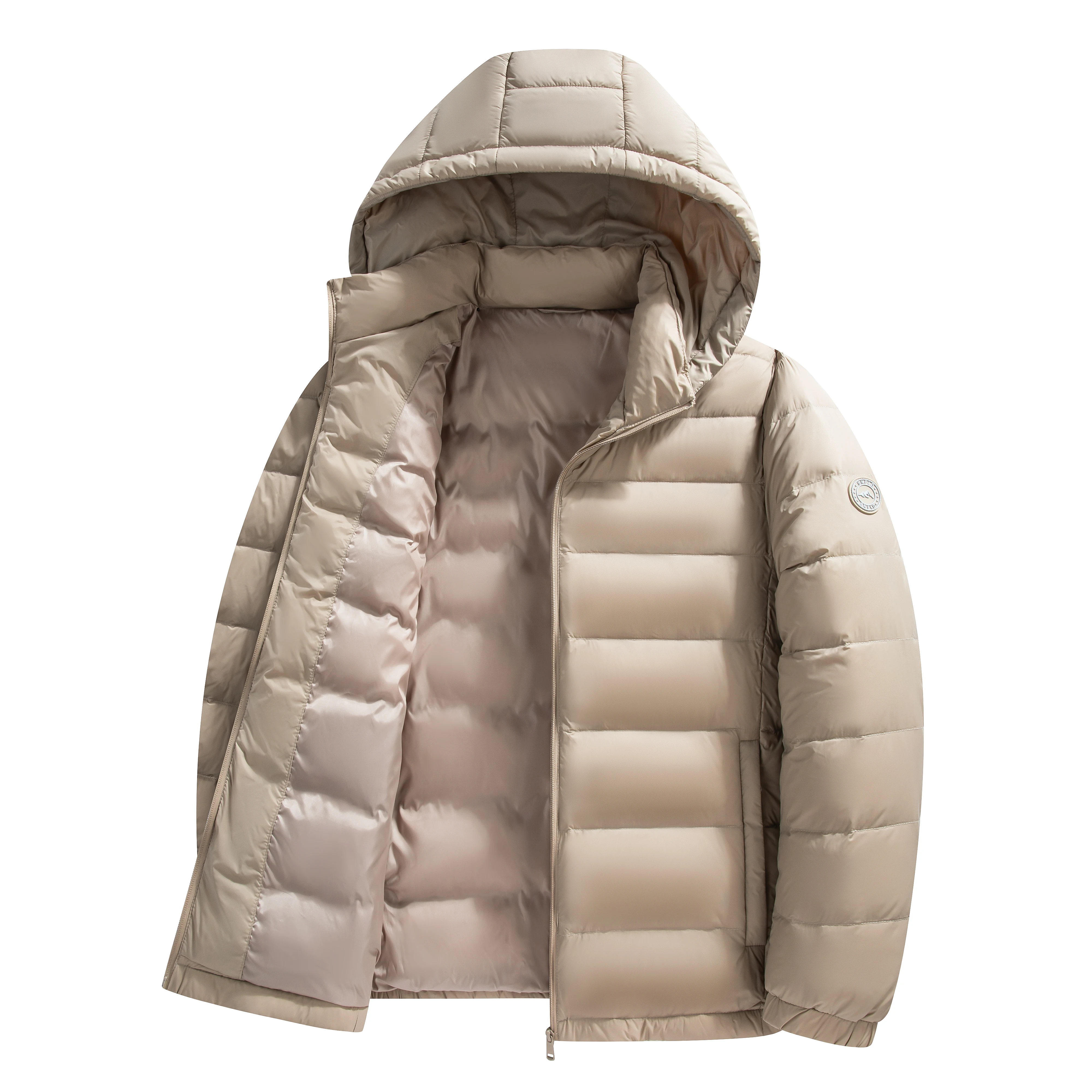 90% White Duck Down Coat Lightweight Men's Winter Simple Solid Warm Padded Hooded Jacket Long Sleeve Thermal Down Coat