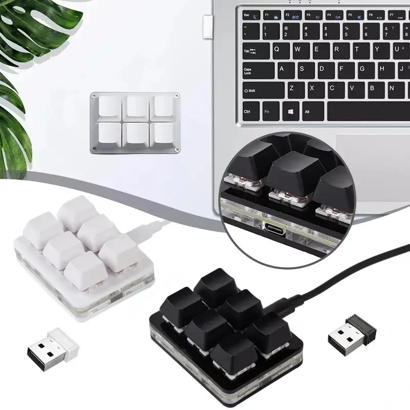 Z+ Mini 6 Keys Keyboard Bluetooth Custom Keypad Wireless USB Mode Rechargeable Hardware Keyboard Dual Shortcut Programmable