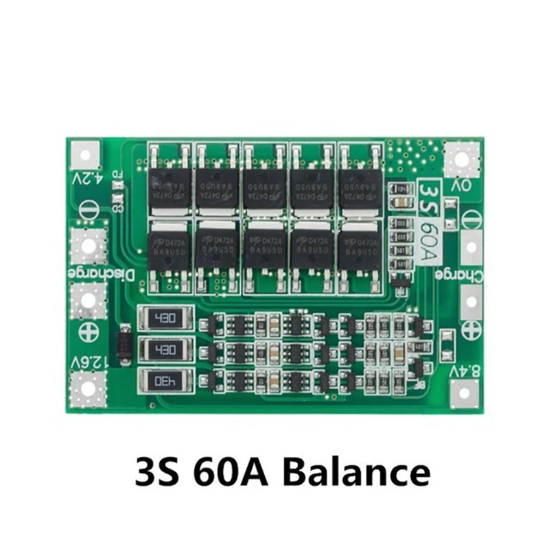 3S 4S 40A 60A Li-ion Lithium Battery 18650 Charger PCB BMS Protection Board with Balance For Drill Motor 14.8V 16.8V Lipo Module