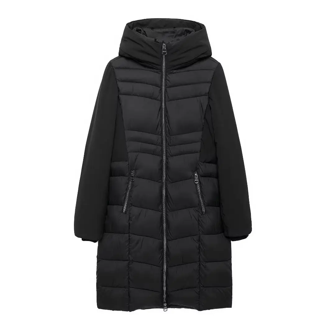 

KONDALA 2024, осенне-зимнее женское однотонное хлопковое пальто с карманами на молнии, длинные куртки с капюшоном, свободная теплая толстая модная женская верхняя одежда