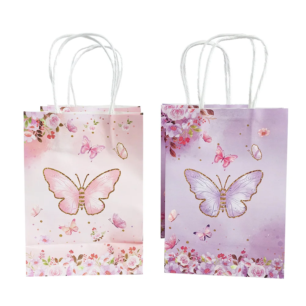 4/8/12/16/20pcs sacchetti regalo per feste a farfalla sacchetti di carta colorati sacchetti per dolcetti bambini farfalla decorazione per feste di