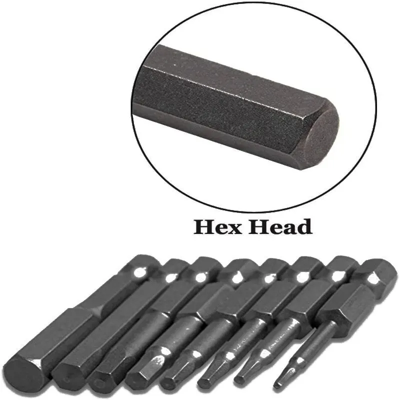 10pcs Hexagonal Bit Set Multi Standard Wear Resistant and Durable Imperial Size Hexagonal Bit S2 Alloy Steel Screwdriver Bit