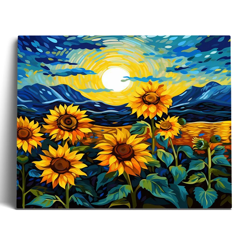 

RUOPOTY-Paint By Numbers Sunflower Oil Color Markers On Canvas With Frame Diy Crafts Art Supplies Gift Decorative Paintings Kits