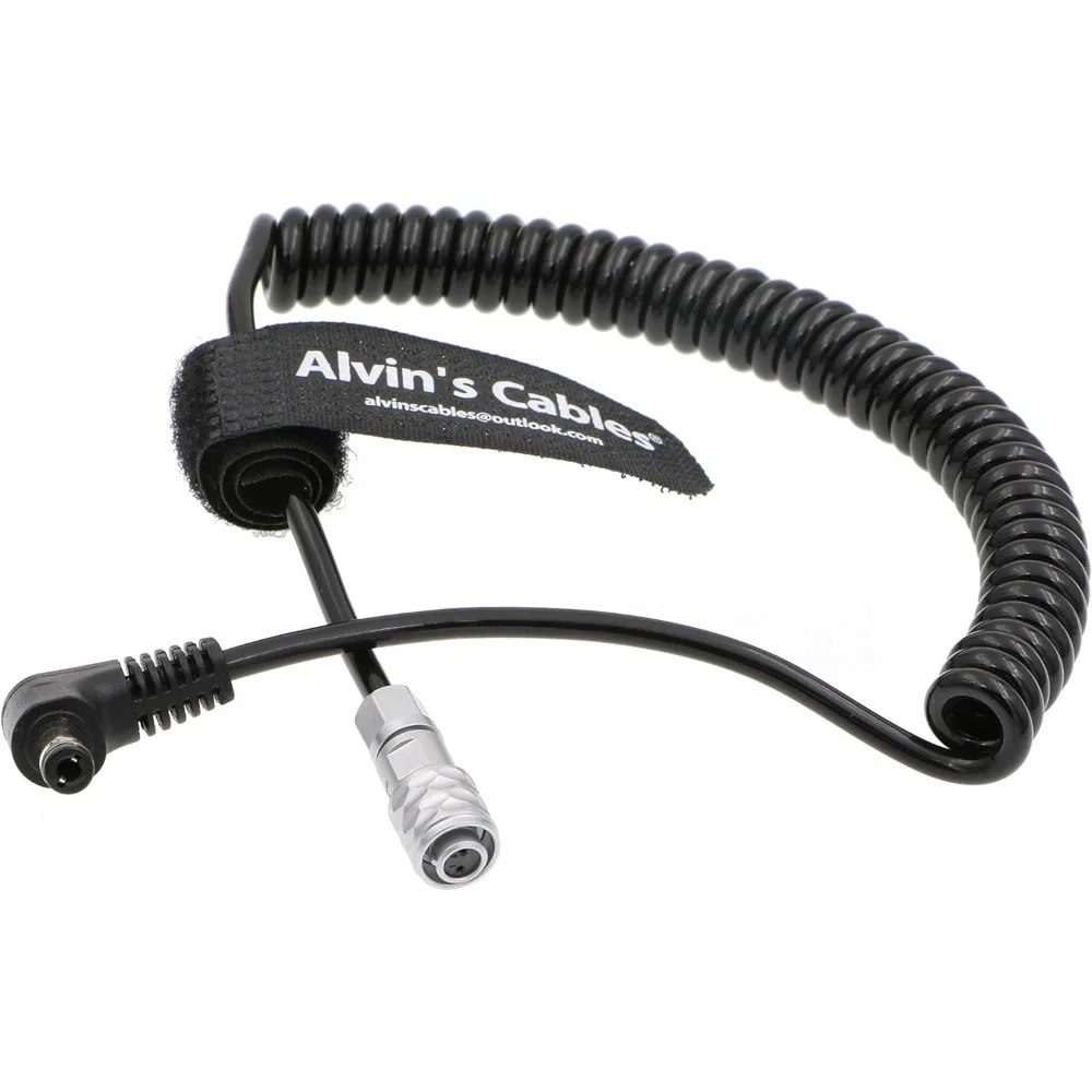 Alvin's Cables Power Cable for BMPCC4K BMPCC 4K Blackmagic Pocket Cinema Camera 4K WEIPU 2 Pin Female to DC Right Angle Coiled