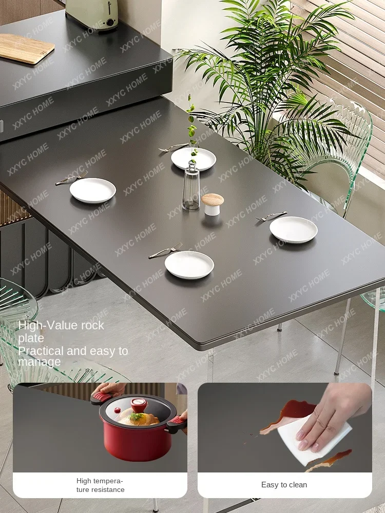 Suspension Kitchen Island Dining Table Integrated High-End Household Small Apartment French Kitchen Stone Plate Medium Kitchen