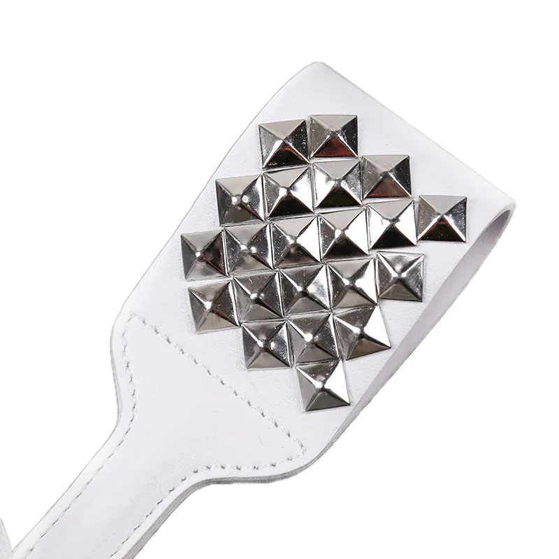 White Leather Bow-Knot Palm Clap Spanking Paddle Whips Fetish Slave Bdsm Spank Flogger Fantasy Couples Sexy Adult Games Cosplay view 6