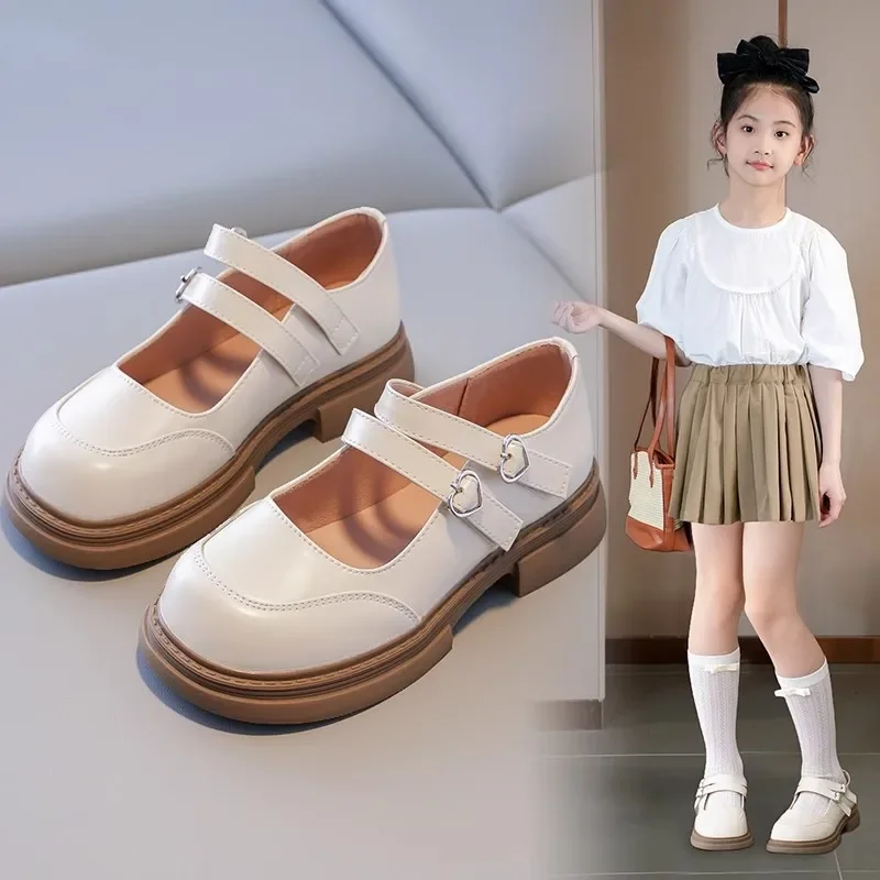 Neue Mode Mädchen Leder Schuhe Zurück Zu Schule Schwarz Party Hochzeit Wohnungen Für Hochzeit Party Herz Schnalle Prinzessin Kinder Schuhe