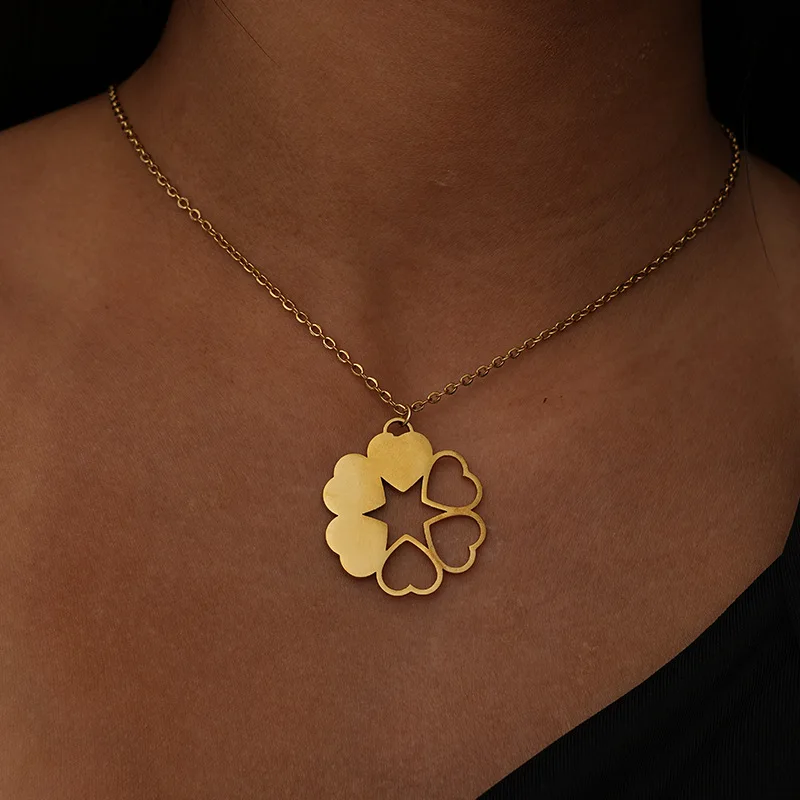 Персонализированное ожерелье с сердечками и клевером из нержавеющей стали, колье, кулон, ювелирные изделия, подарки на день рождения, подружку невесты, день матери